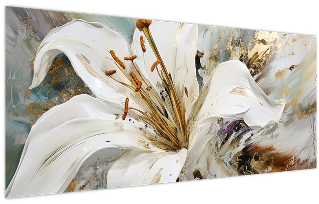 Obraz - Abstrakcia s ľaliou (120x50 cm)