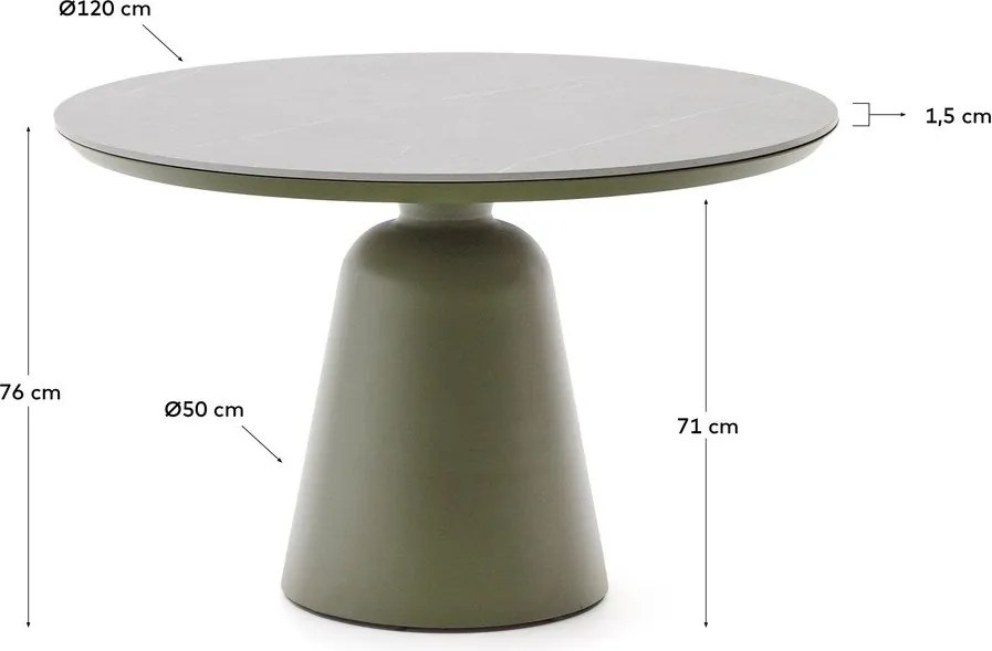 Okrúhly záhradný jedálenský stôl s keramickou doskou ø 120 cm Tudons – Kave Home