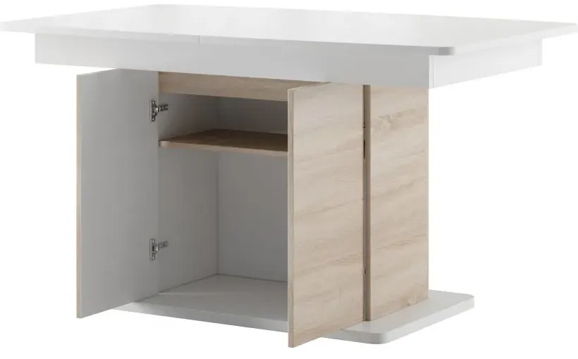 Jídelní rozkládací stůl Star 03 s úložným prostorem 140/210 cm dub Sonoma/bílý
