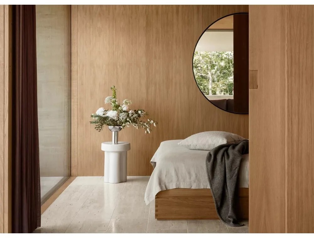 Nástenné zrkadlo s dreveným rámom ø 110 cm Miro – Blomus