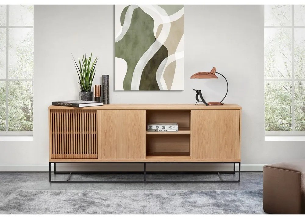 Nízka komoda v dekore duba v prírodnej farbe 188x75 cm Ende - Woodman