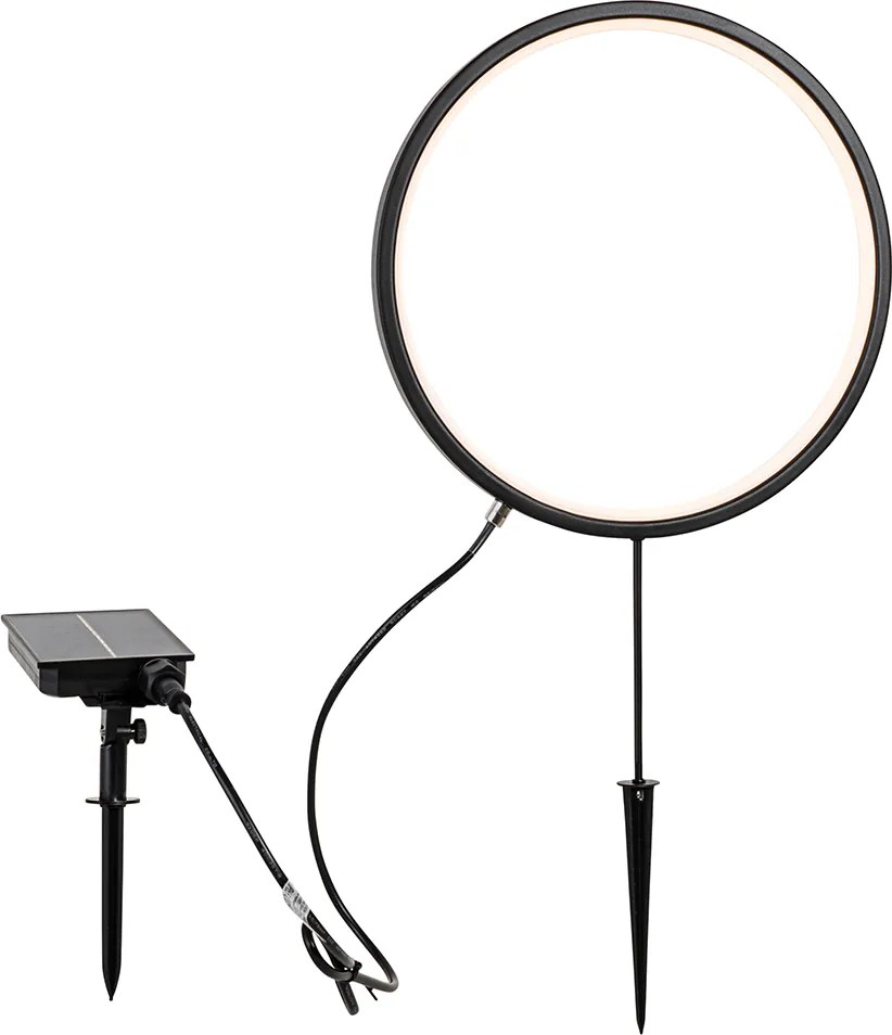 Sada 2 čiernych bodových svetiel 60 cm vrátane nabíjateľného LED a solárneho IP65 - Adalind