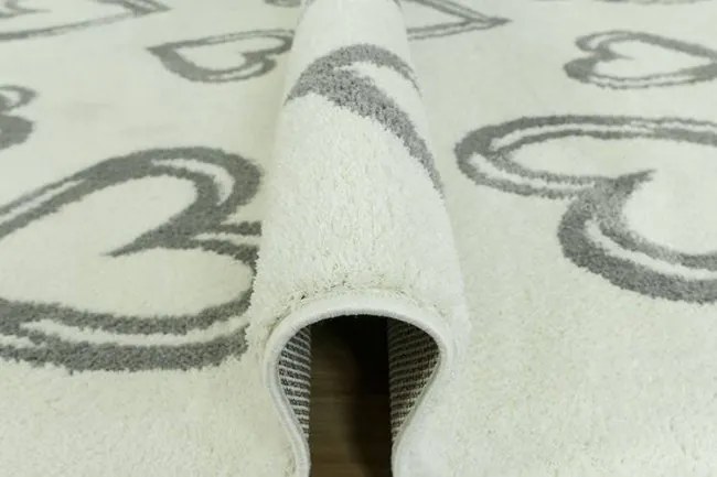 Koberec Slim 6923 Srdcia bielý / sivý