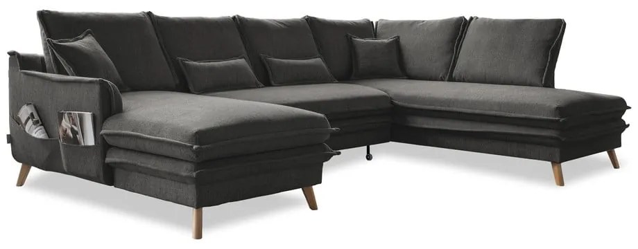 Tmavosivá rozkladacia rohová pohovka (pravý roh/do tvaru "U") Charming Charlie – Miuform