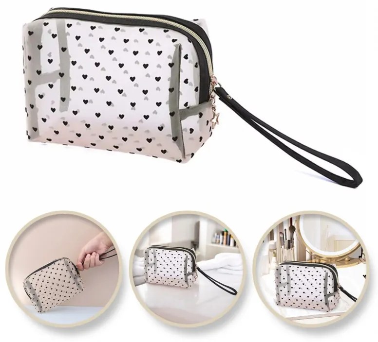 Kozmetická taška HEARTS 12x18 cm ružová