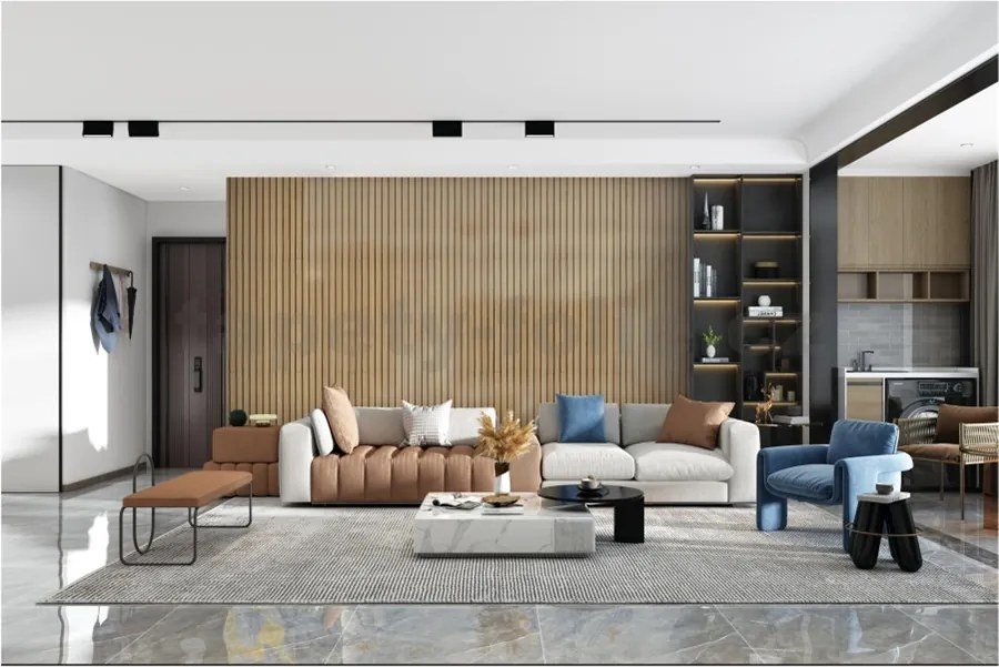 Samolepiace panely na stenu TPL0000007, cena za kus, rozmer 270 cm x 48,5 cm, lamely hnedé, IMPOL TRADE