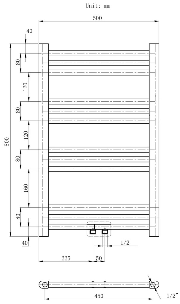 Erga Simple, vykurovacie teleso 800x500 mm, 235 W, čierna, ERG-LAV-SIMP-8050-BK