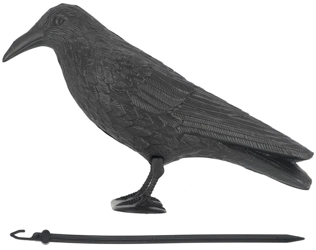 Záhradná figúrka z polyetylénu Crow, 21,5 cm, čierna