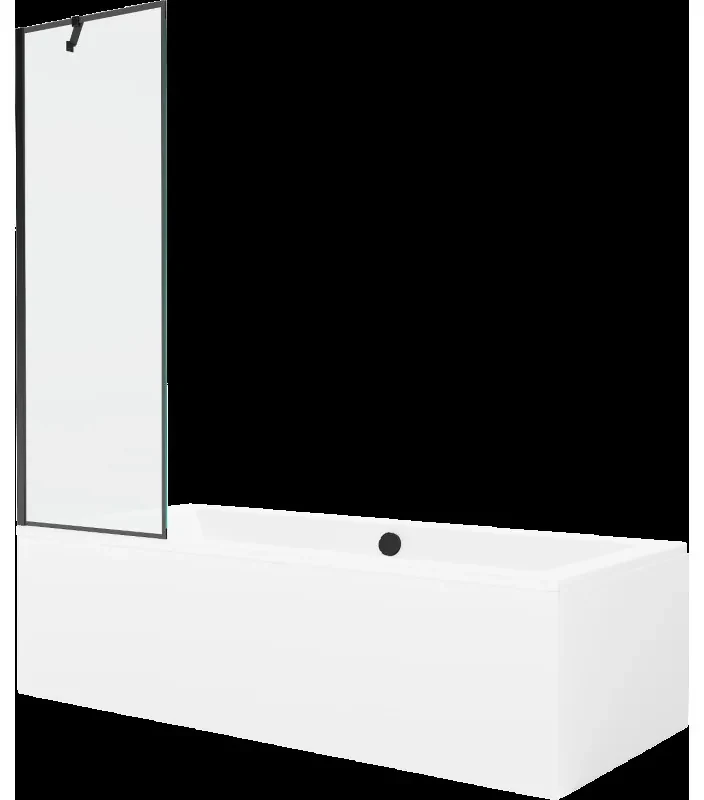 Mexen Cube obdĺžniková vaňa 170 x 80 cm s obkladom a 1-krídlovou sprchovou zástenou 60 cm, Čierny vzor - 550517080X9506007070
