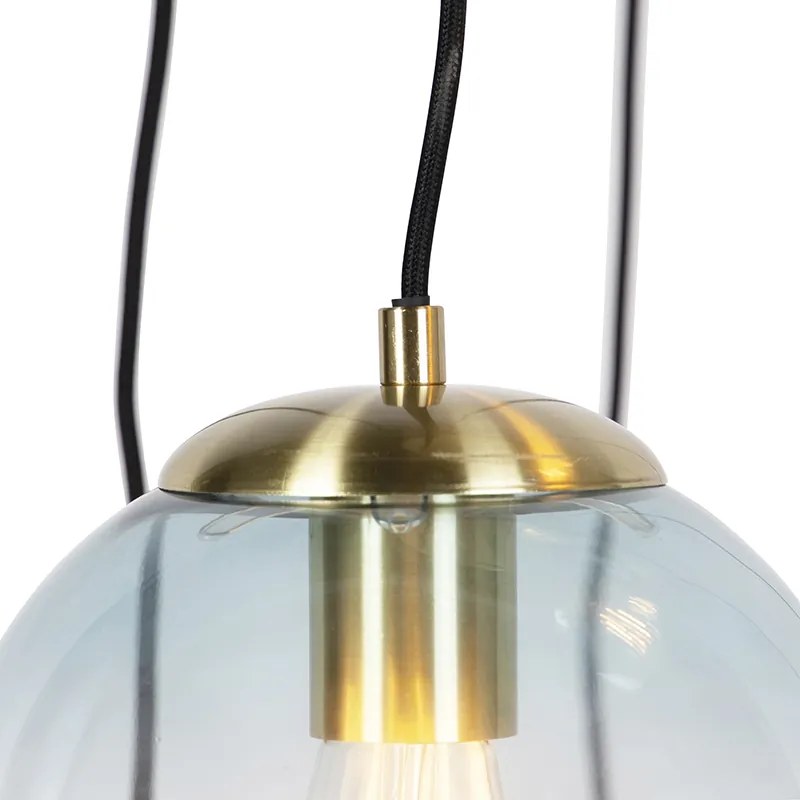 Art deco závesná lampa mosadz 7-svetlá - Pallon