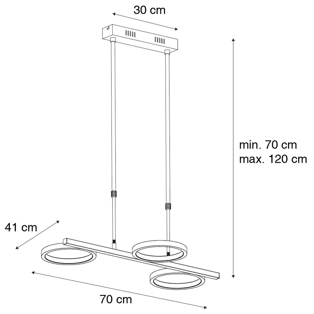 Moderné závesné svietidlo zlaté vrátane LED 3-stupňové stmievateľné 3-svetlo - Vivé