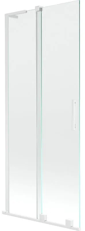 Mexen Velar L, 2-krídlová posuvná vaňová zástena 85 x 150 cm, 8mm číre sklo, biely profil, 896-085-003-01-20