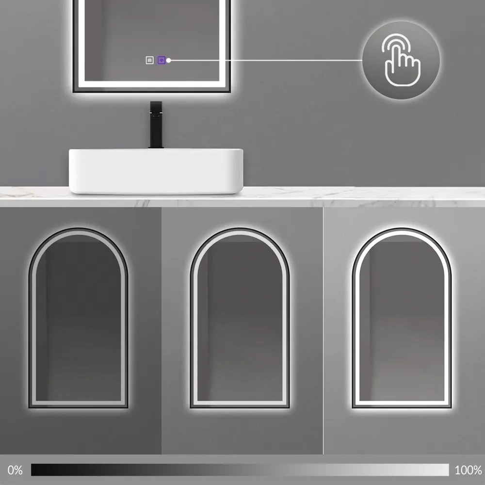 Dotykové zrkadlo s LED osvetlením DASH BLACK 60x100 cm čierne
