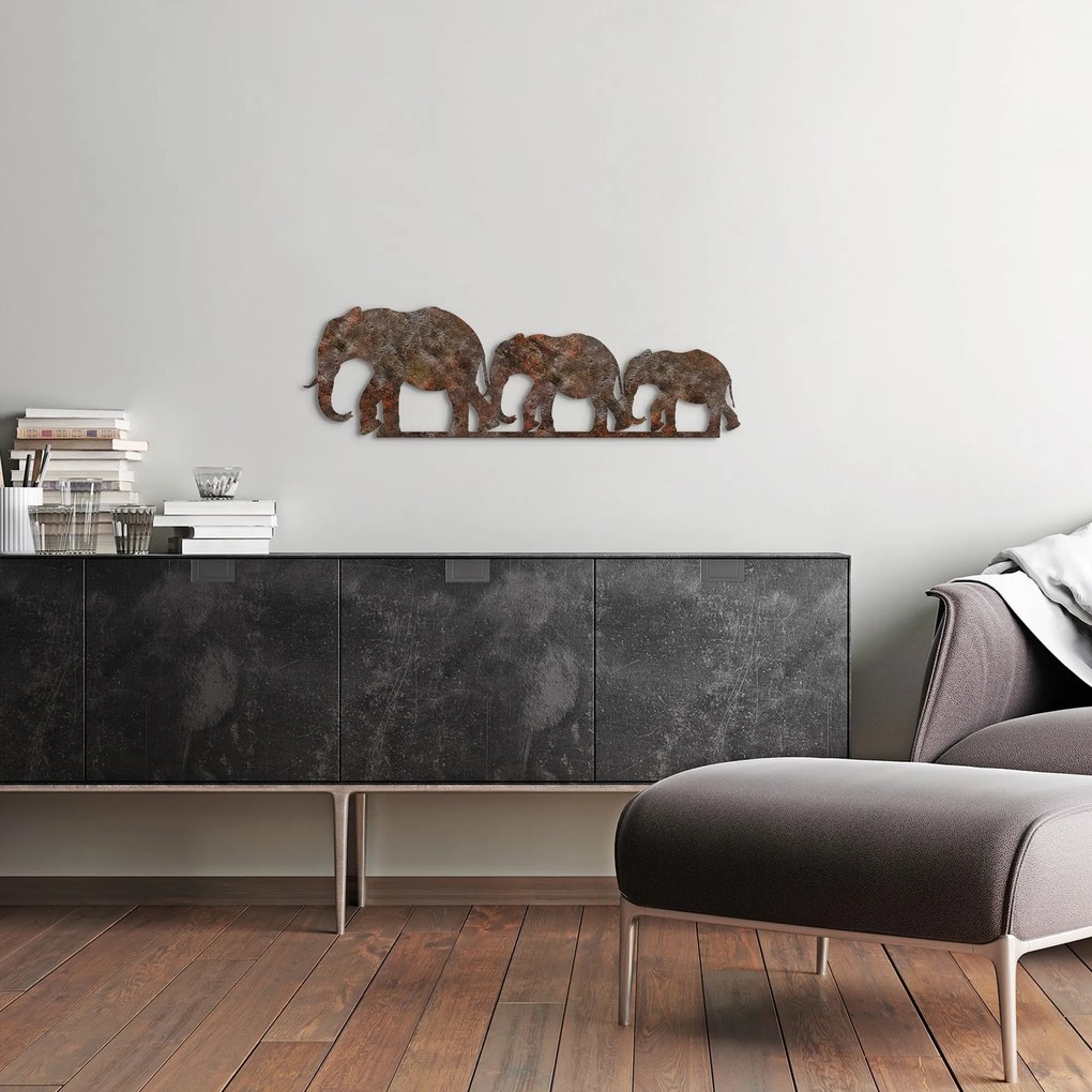 Nástěnná kovová dekorace Rusty Elephant 1 vícebarevná