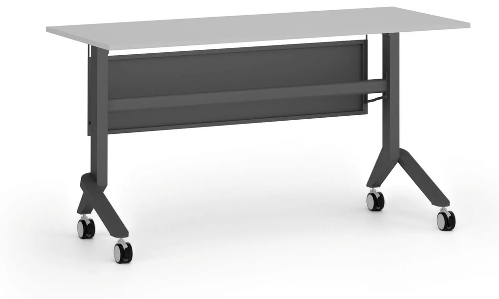 Mobilný stôl PRIMO MOVE, 1400 x 600 mm, čierna podnož, sivá