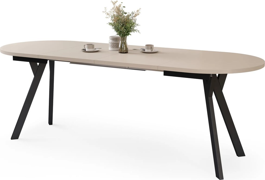 Mazzoni ALMO Kašmír / čierne nohy - OVÁLNY ROZKLADACÍ STÔL 120-220 cm PRE 10-12 OSÔB