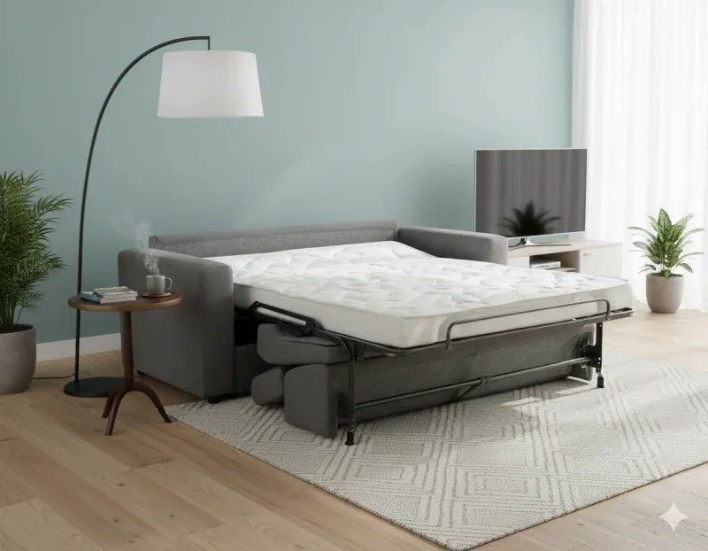 Rozkladacia pohovka na každodenné spanie TAVOLA, žltá (penelope 08)