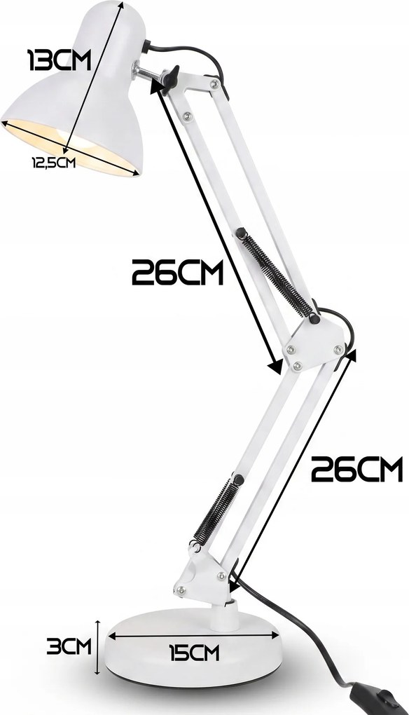 Smart LED Biela kovová stolná lampa nastaviteľná s klipom 1xE27
