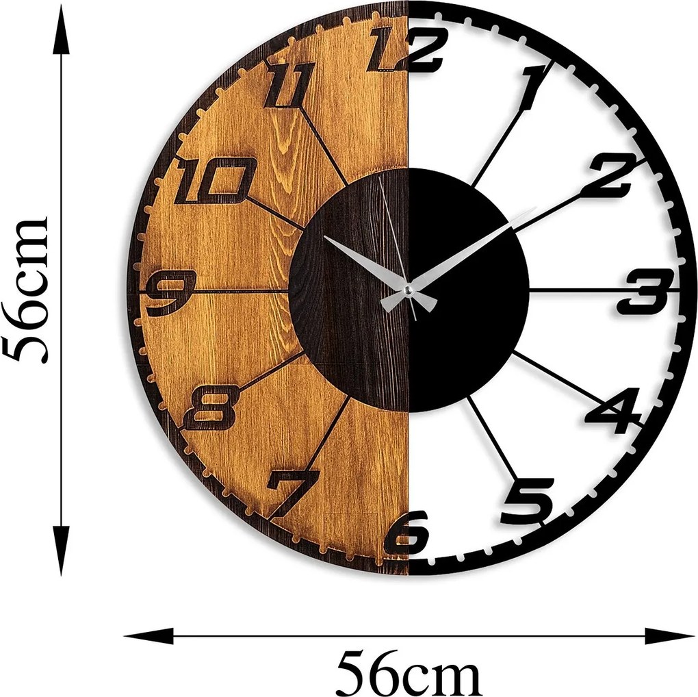 Dekoratívne nástenné hodiny WALLIE LINEAR 56 cm orech/čierne