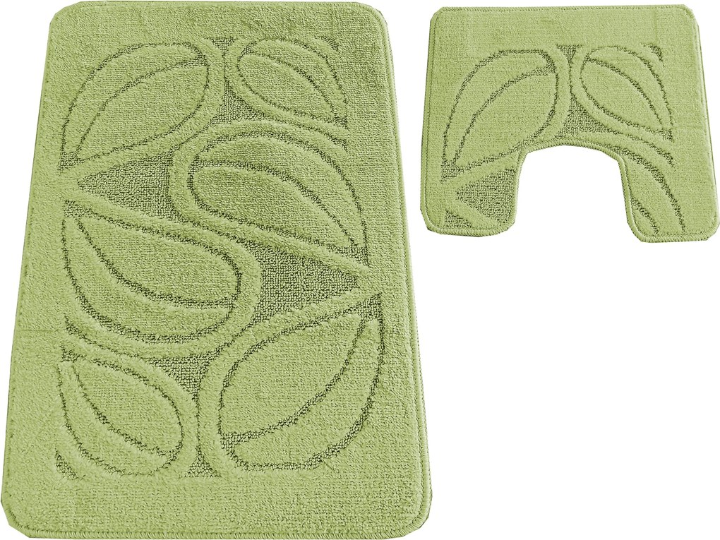 DY Kúpeľňová sada koberčekov s výrezom Flora - svetlozelená