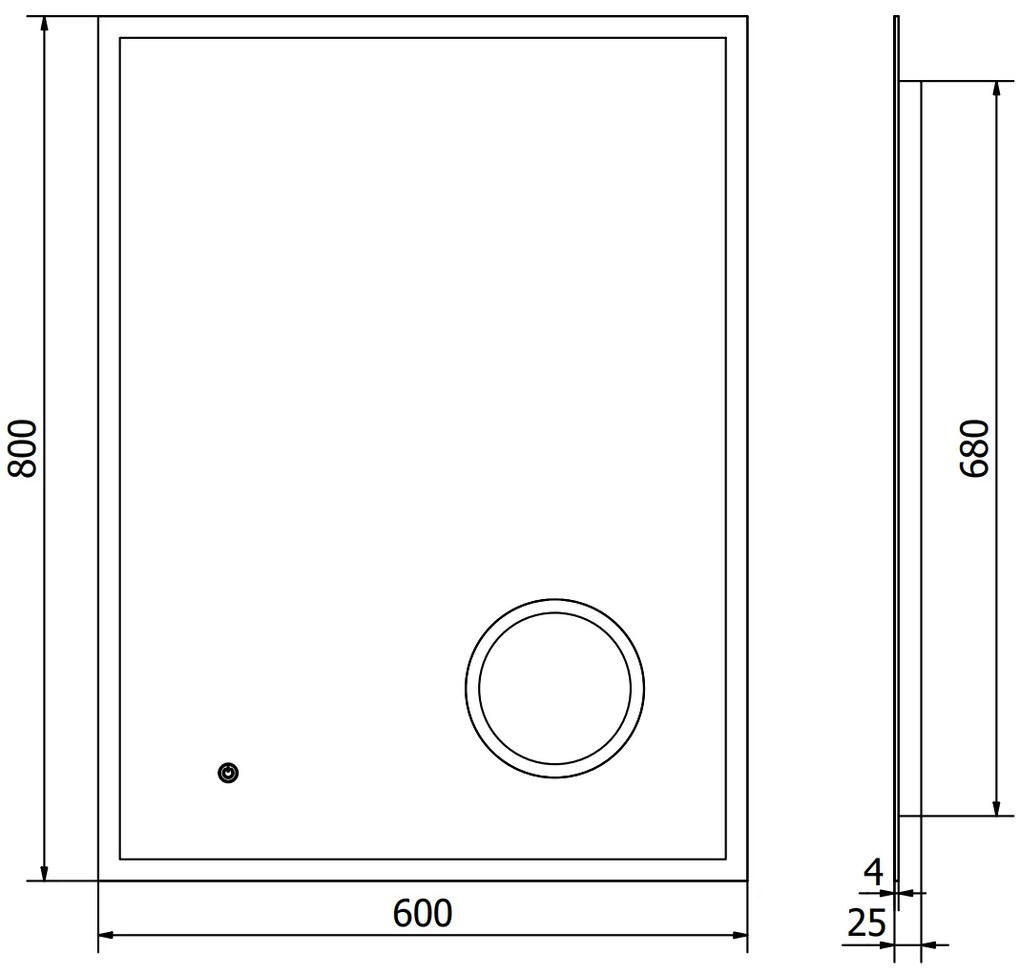 Mexen Kala, LED kúpeľňové zrkadlo s podsvietením a kozmetickým zrkadlom 60 x 80 cm, 6000K, ochrana proti zahmlievaniu, 9820-060-080-611-00