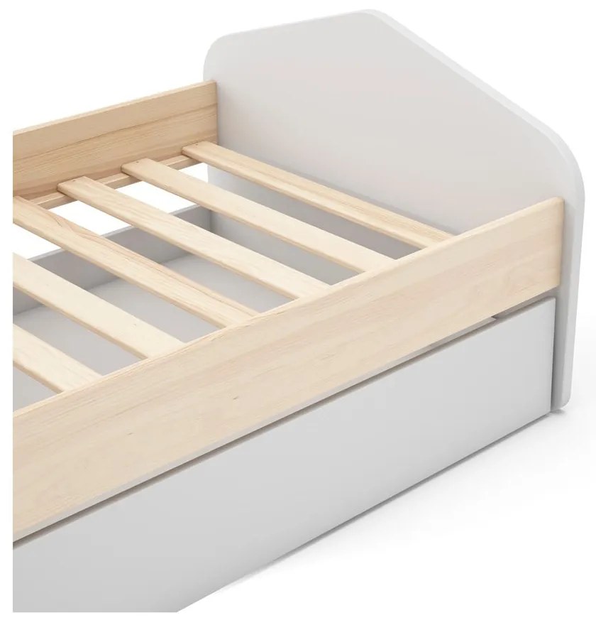 Biela/prírodná detská posteľ v dekore borovice s výsuvným lôžkom 90x200 cm Estefania – Marckeric