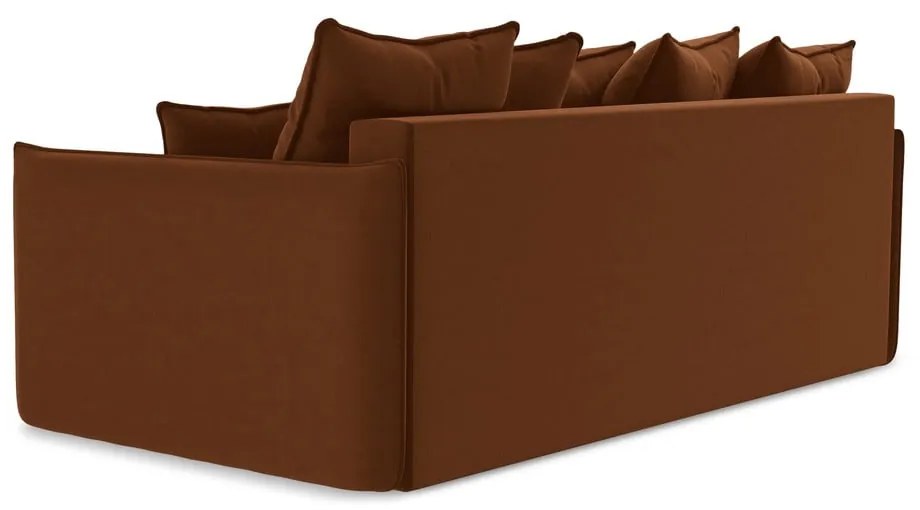 Terakotová zamatová rozkladacia/s úložným priestorom pohovka 225 cm Hula – Makamii