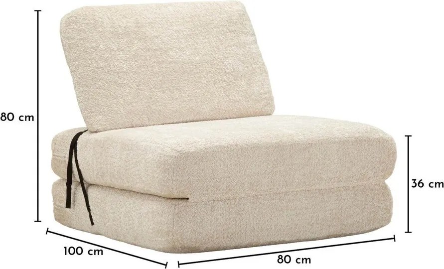 Biele rozkladacie kreslo z textílie buklé Faster – Mauro Ferretti