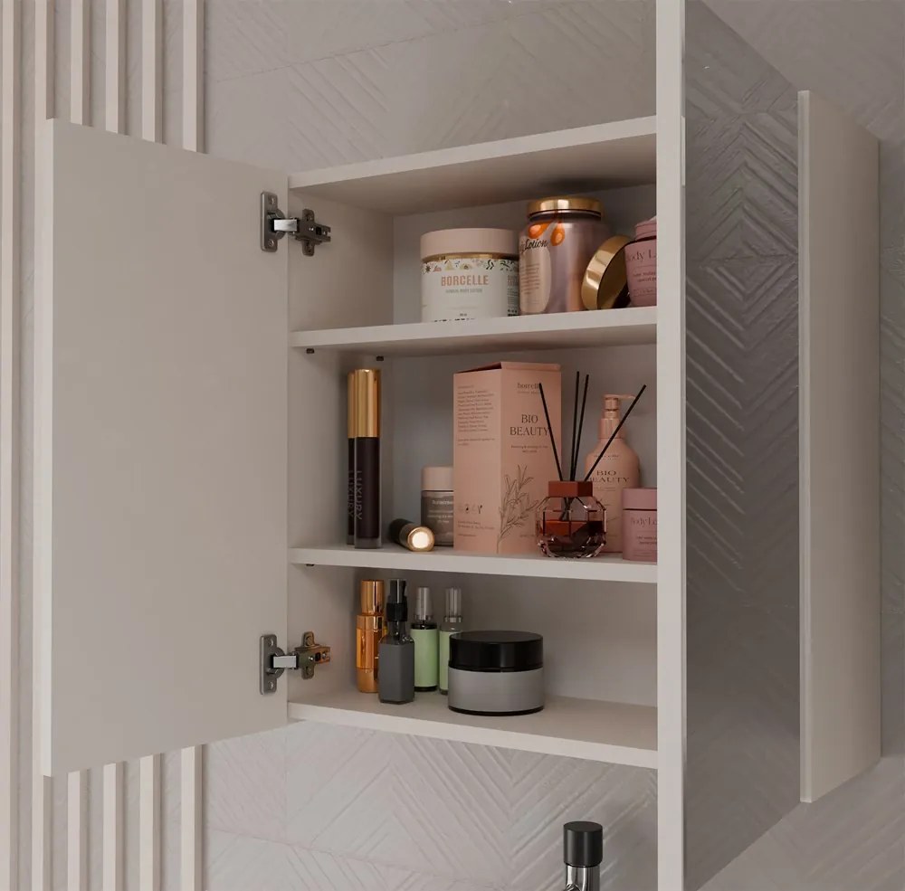 Závesná kúpeľňová skrinka so zrkadlom POLA 2DL kašmírová