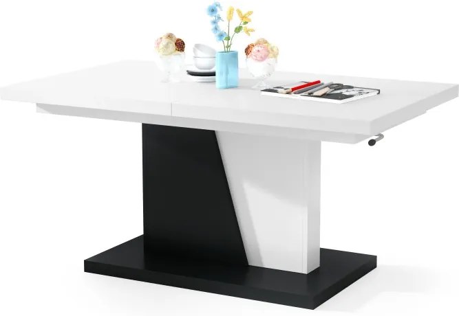 Mazzoni GRAND NOIR biely/čierny - rozkladací, zdvíhací, konferenčný stolík
