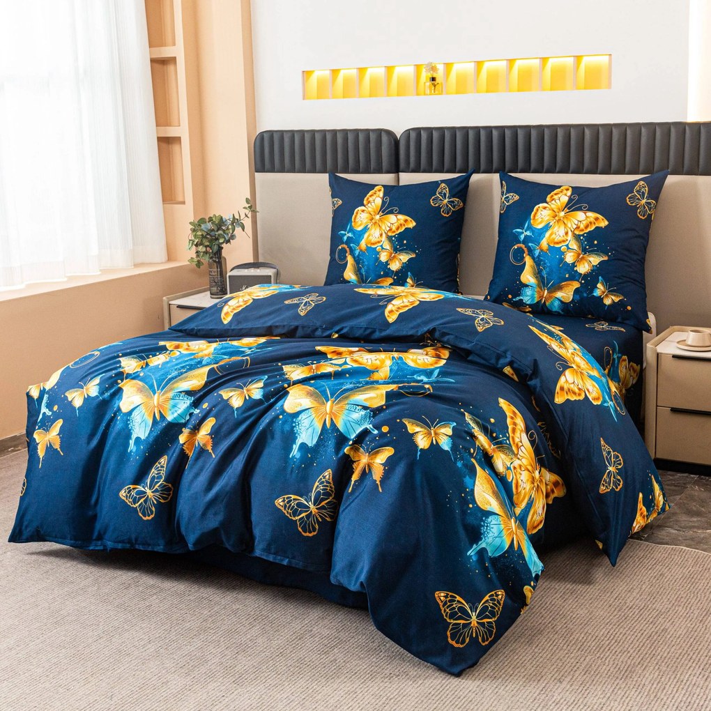 Obliečky z mikrovlákna ROYAL BUTTERFLY modré Rozmer obliečky: 70 x 80 cm | 140 x 200 cm