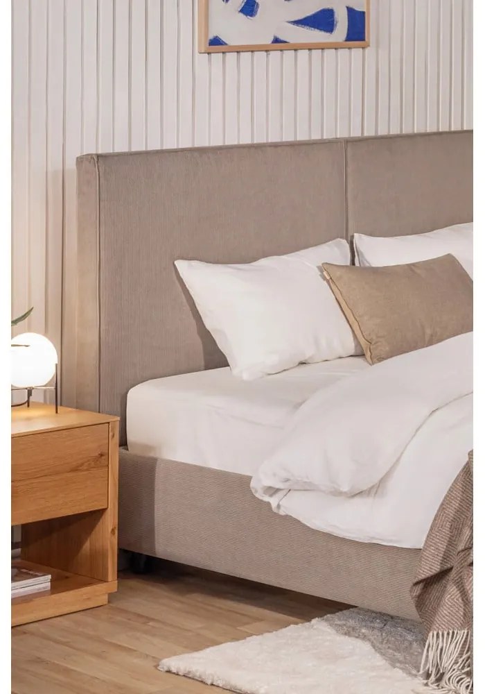 Čalúnená dvojlôžková posteľ taupe s úložným priestorom s roštom 180x200 cm Myra Bold – Bonami Selection