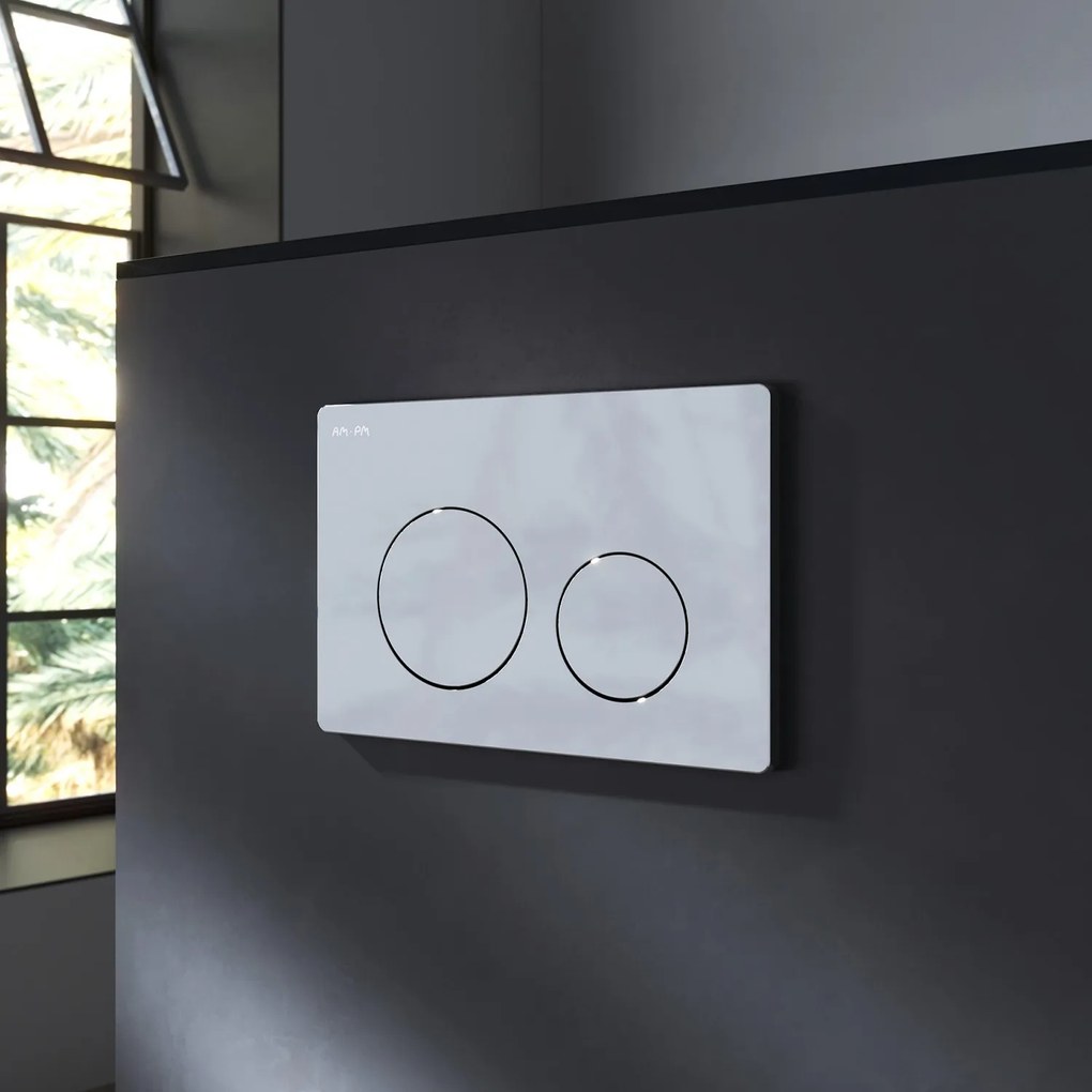 Toaletný set s inštaláciou AM.PM Func IIS90151.FA1700 bezokrajové, so sedadlom microlift, chróm Pneumatické splachovacie tlačidlo