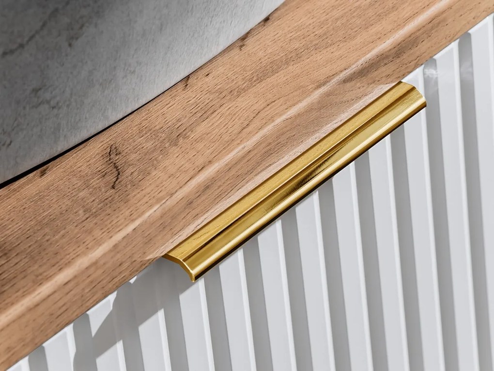 Závěsná skříňka pod umyvadlo Casad s deskou a košem na prádlo 100 cm bílá/dub wotan