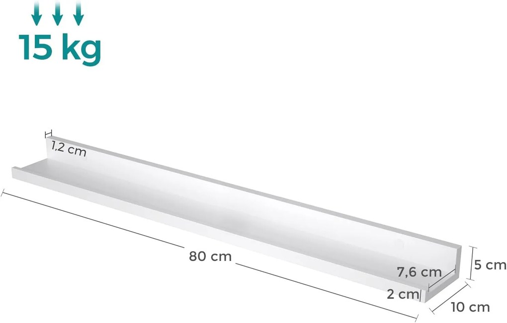 Sada 2 ks nástěnných polic PROXY 80 cm bílá
