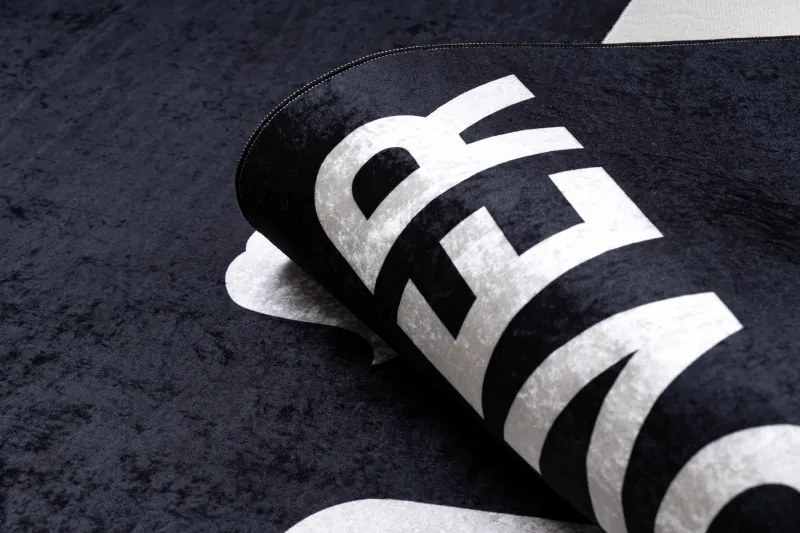 Dywany Łuszczów, Kusový koberec Bambino 2104 Game Over black, 120x170, čiernobiela, chodba / predsieň