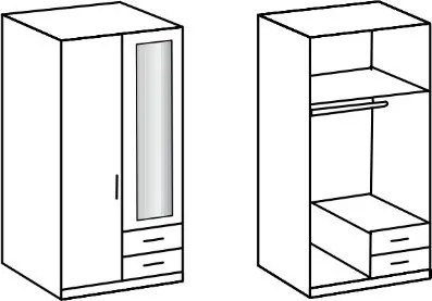 Šatníková skriňa so zrkadlom Bochum, 90 cm, grafit/jedľa
