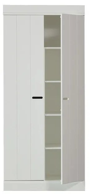 Biela šatníková skriňa z borovicového dreva 77x175 cm Connect – WOOOD
