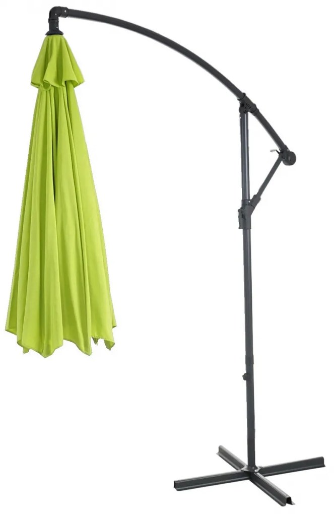 Slnečník Acerra Ø 3m polyester/oceľ - zeleno-citrónová so stojanom