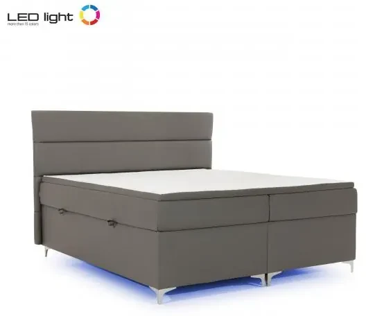 Posteľ Boxspring Amadeus + LED 200x180, šedá (koženka - bao 10)