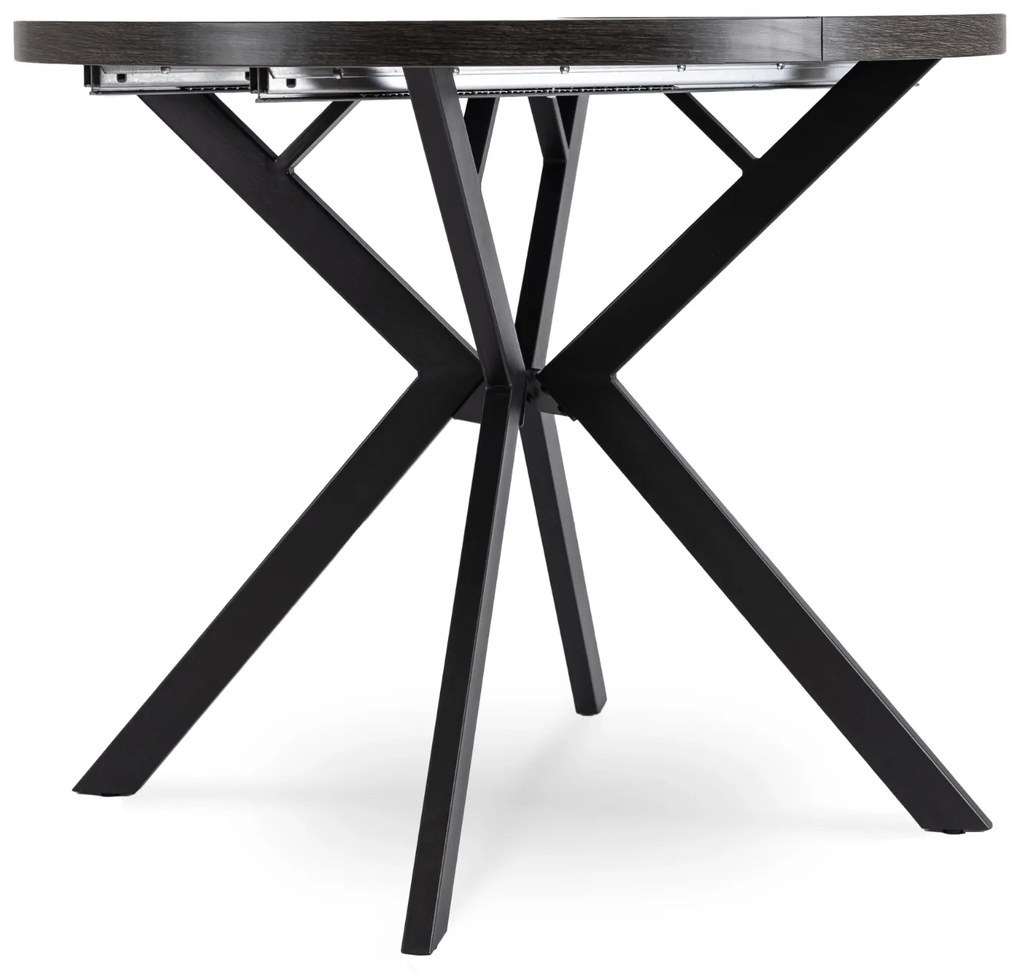 PROXIMA.store - Okrúhly rozkladací stôl LUGO FARBA: betón, FARBA NÔH: čierna