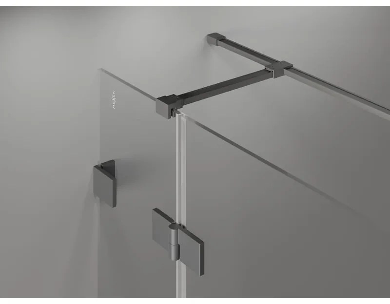 Mexen Lunar T, výklopný ľavý sprchový kút 140 x 100 cm, 8mm číre sklo, grafitový profil, 834T-140-100-95-00-L
