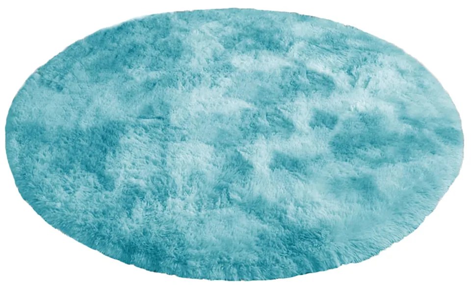 Modrý okrúhly shaggy koberec Ombre Rozmer: 140 cm