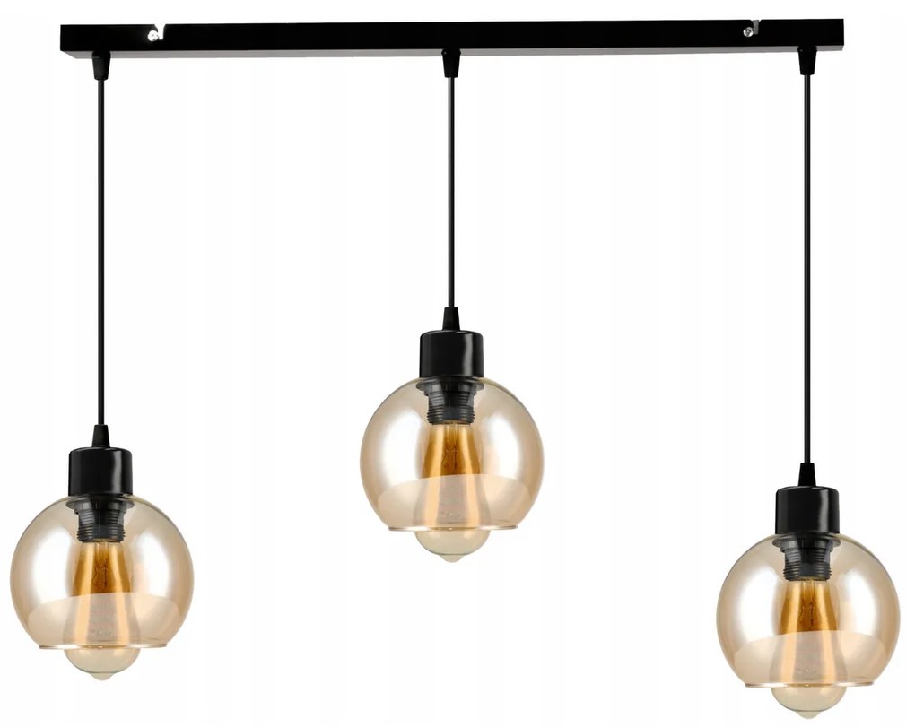 BERGE Sklenená LED stropná lampa nastaviteľná 3xE27 - jantárová farba