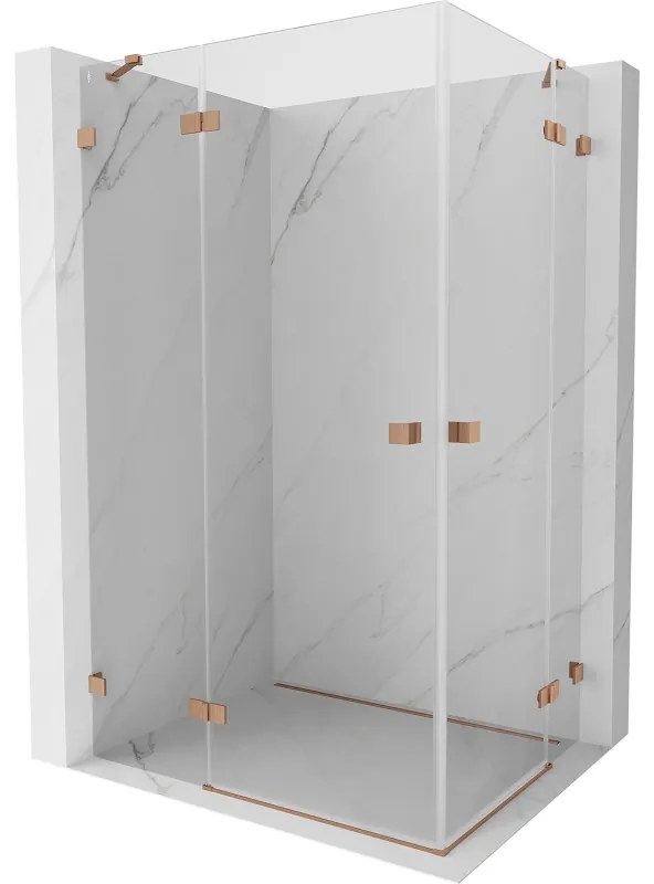 Mexen Lunar Duo, výklopný sprchový kút 120 x 80 cm, 8mm číre sklo, profil medená matná, 834-120L-080P-65-00