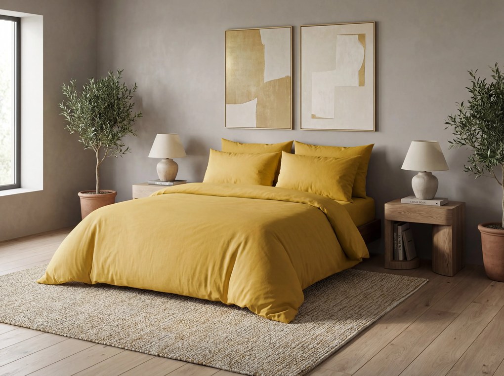 Bavlnené obliečky CALMORA horčicové Rozmer obliečky: 2 ks 70 x 90 cm | 160 x 220 cm