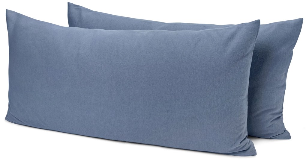 Obliečky na vankúš z biber bavlny, 2 ks, modré, cca 80 x 40 cm