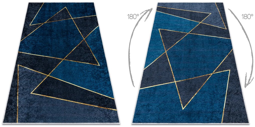 Koberec MIRO 52097.801 Geometrický, protišmykový, prateľný, modrý