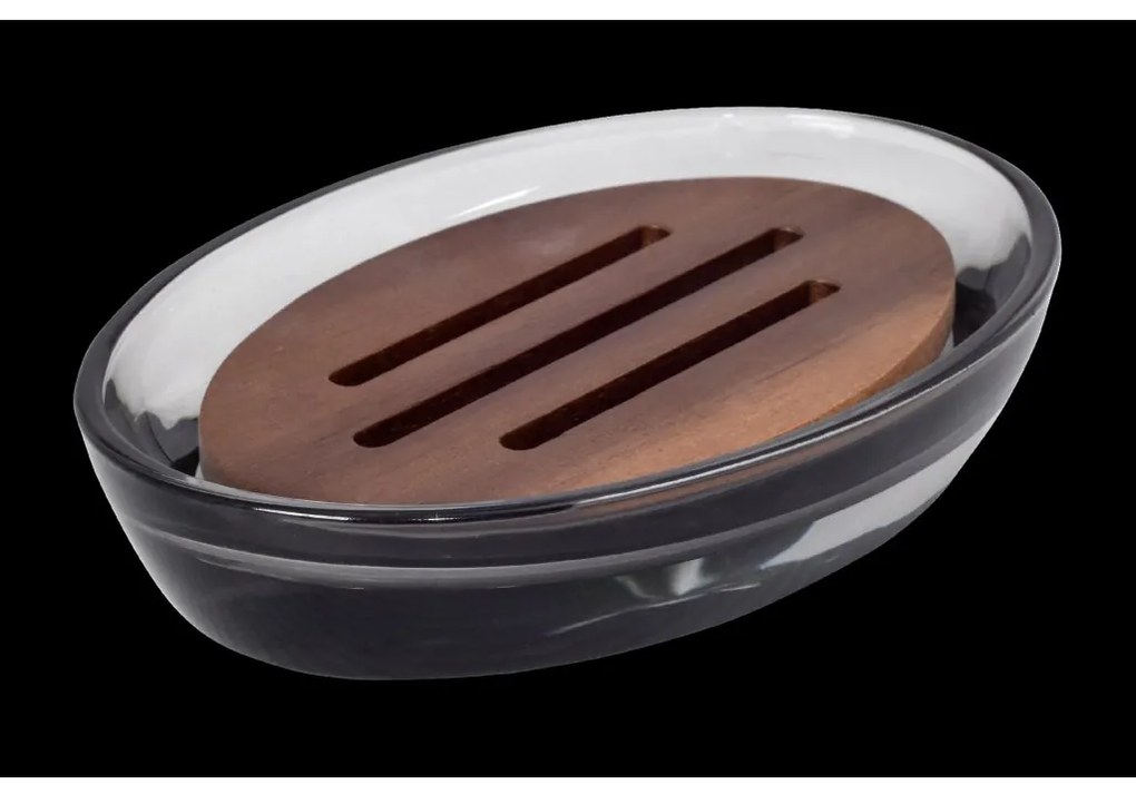 BISK Erga Figo, sklenený držiak na mydlo, dymová-hnedá, ERG-08399