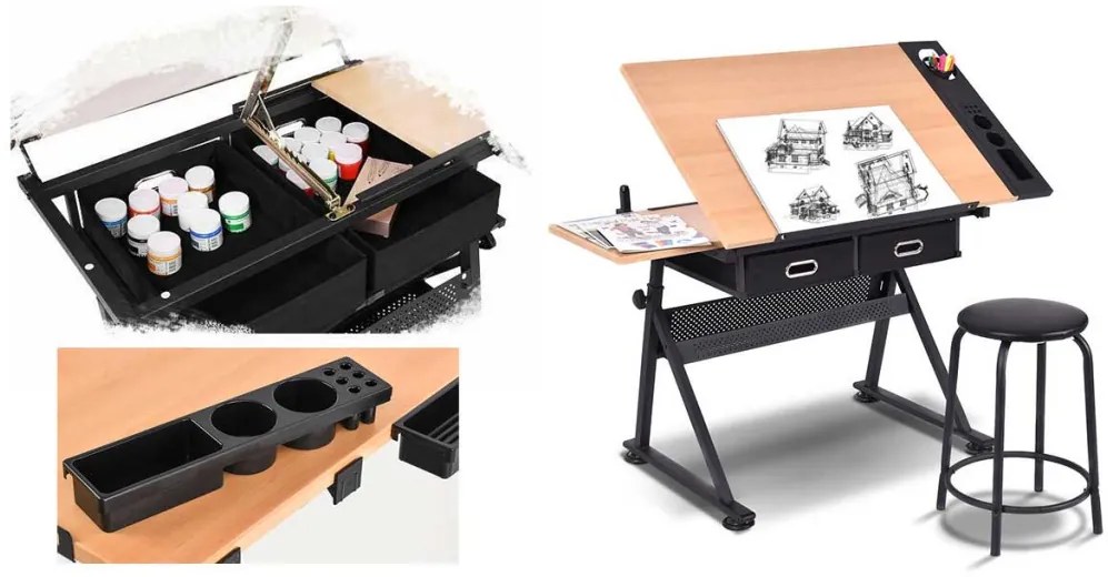 Sklopný kresliaci stôl so stoličkou navyše